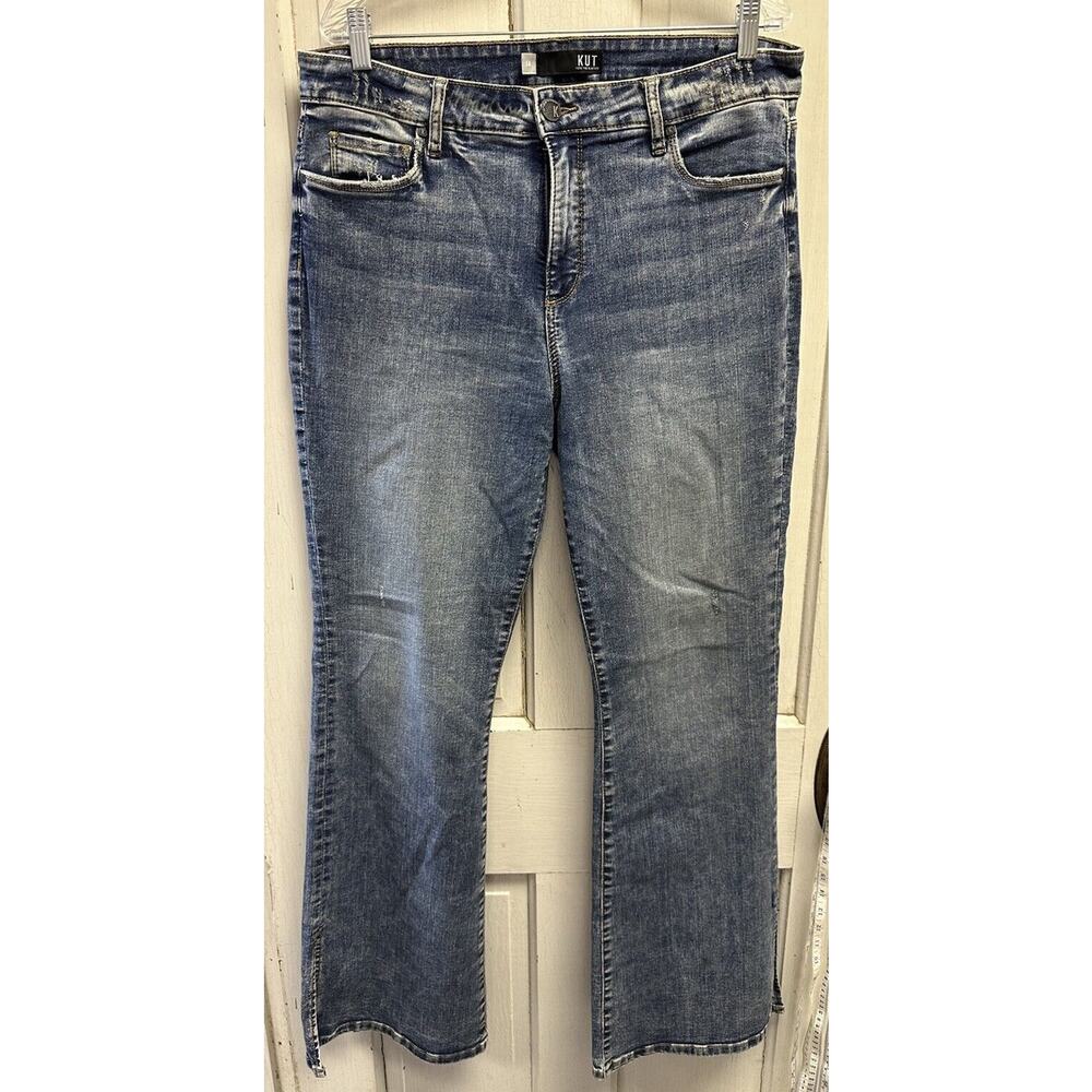 KUT from The Kloth High Rise Ana Flare Jeans Size 14 Medium Wash